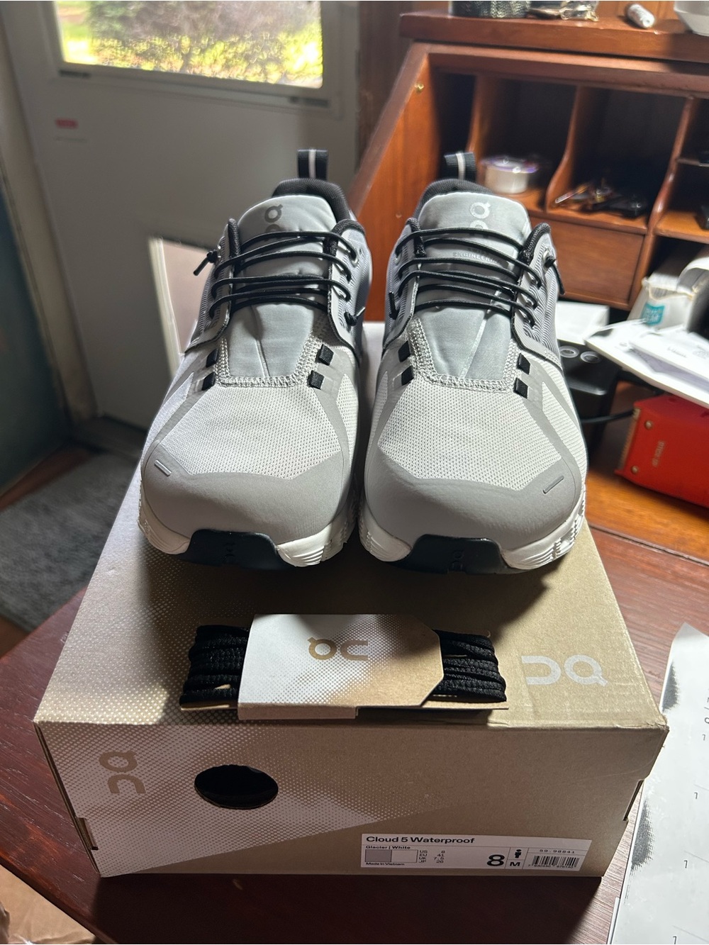 On Running Men's Waterproof Sneakers in Light Gray and Black